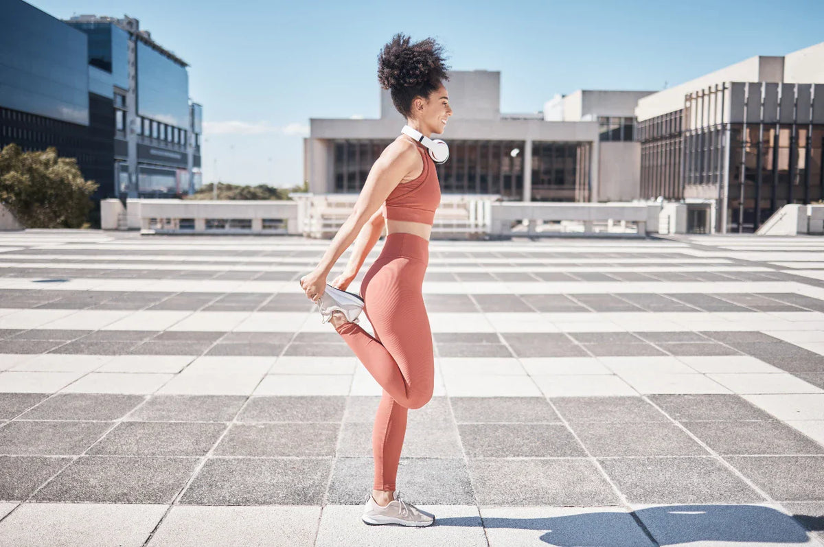 Woman stretching before a run