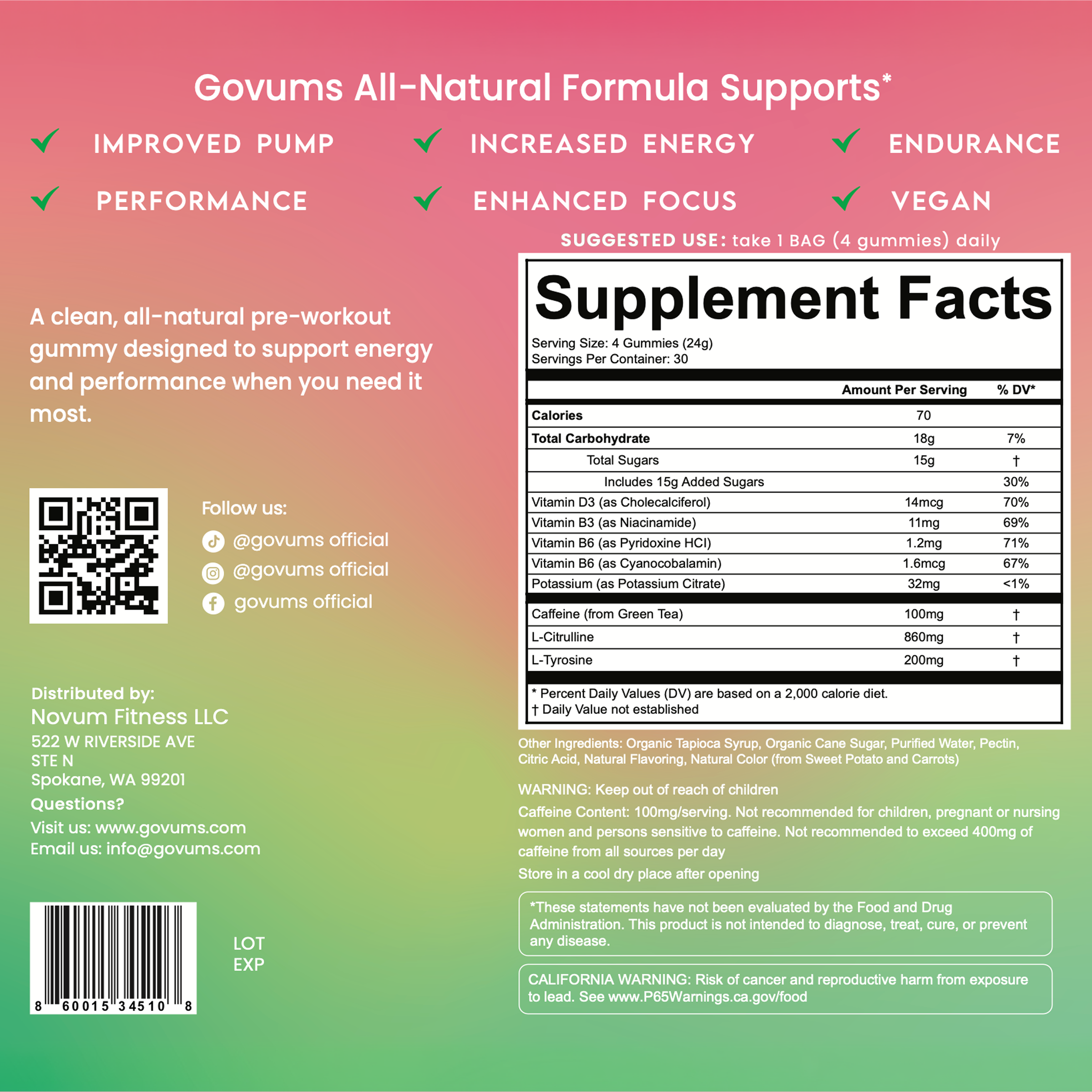 Pre-workout energy gummies