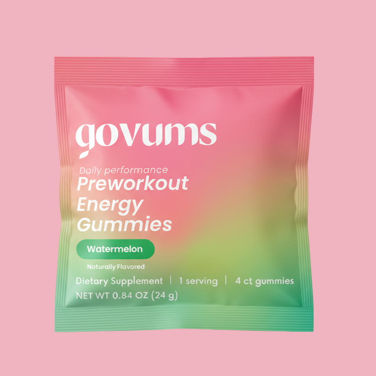 A single Govums serving pack: watermelon, one serving, four gummies, 0.84 oz